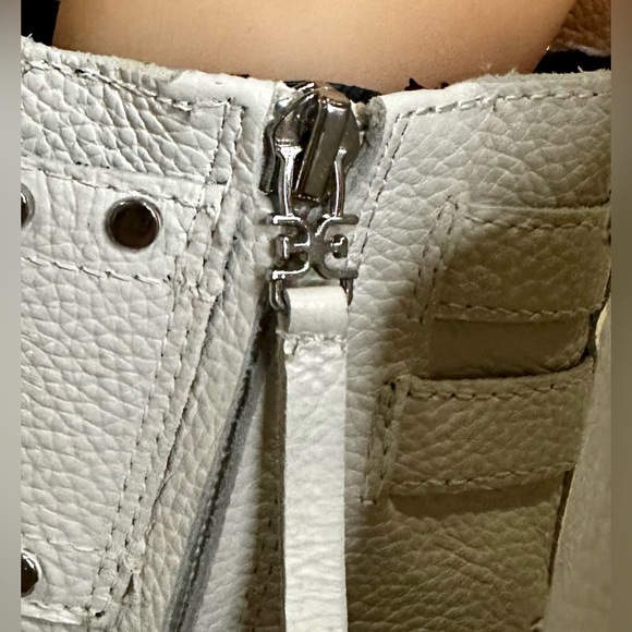 NWOT 💠 Sam Edelman “Jennifer” Combat-Moto Boots in Off-White Leather Size 9 - Picture 10 of 15